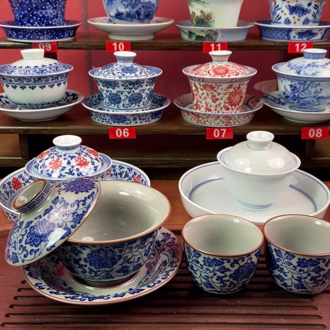 毛***荚景德镇三件套套装