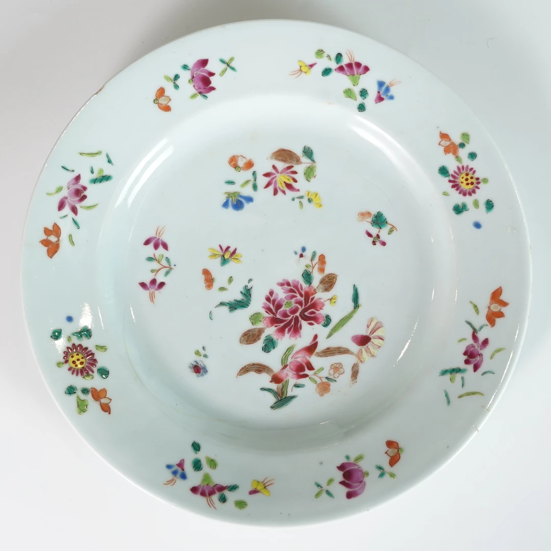 LABC251111041【十竹斋】清雍正富贵牡丹纹粉彩赏盘