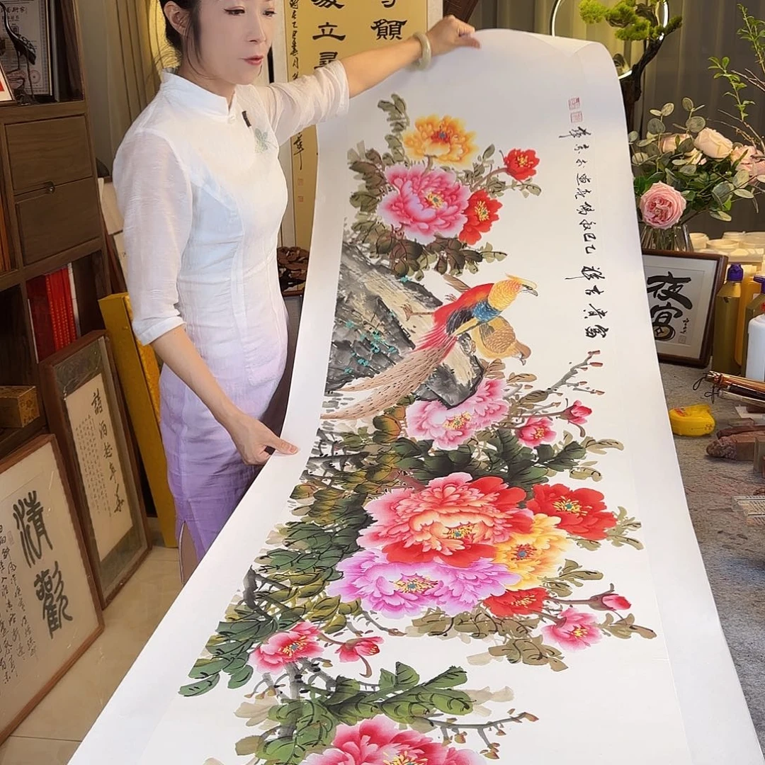书法伊人阳亮牡丹国画