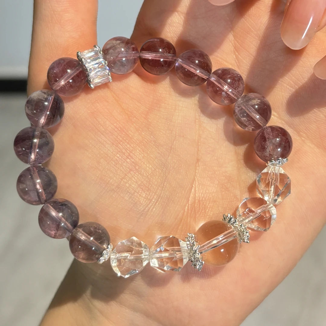 【紫薯芋泥】10mm玻利维亚紫水晶12mm白水晶