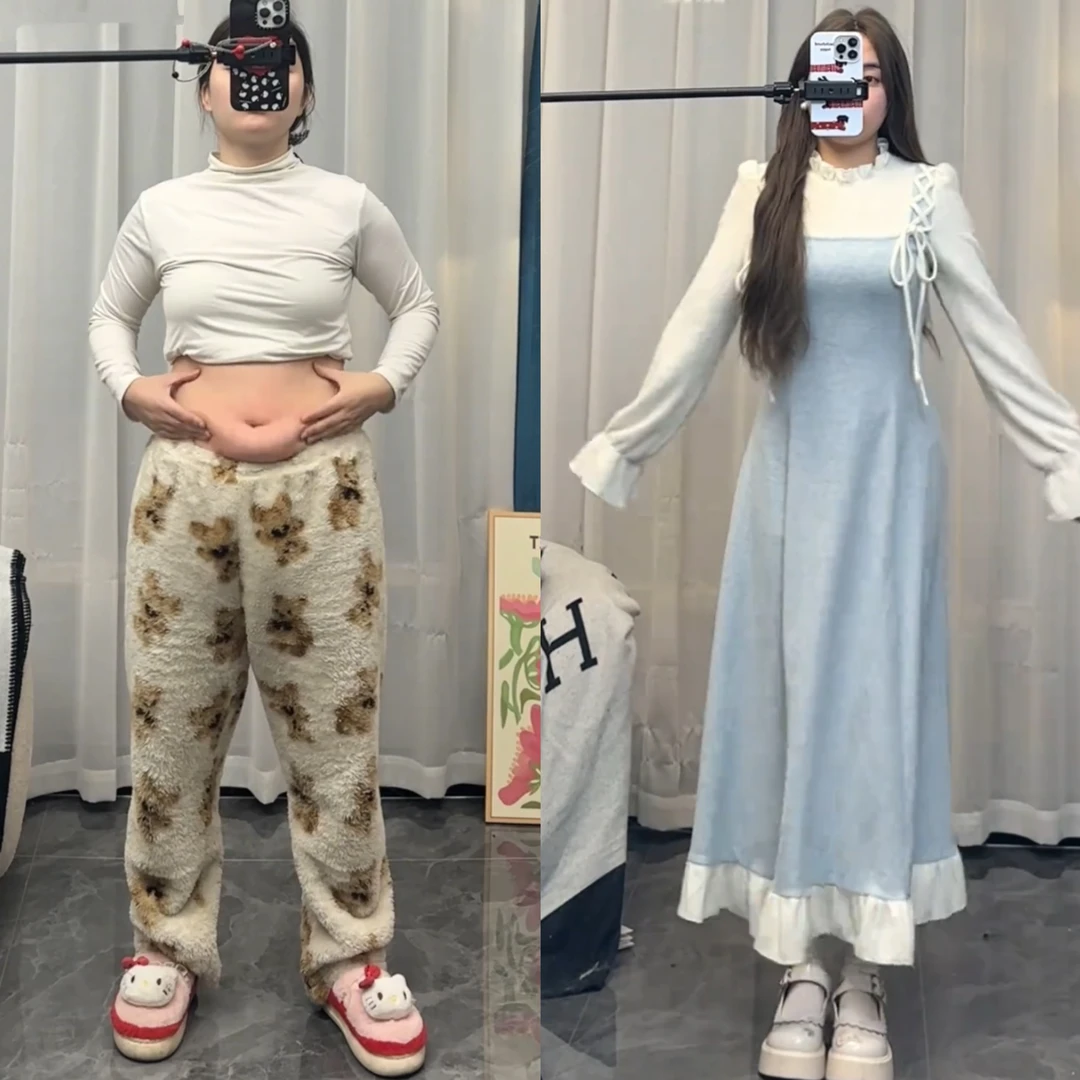 大码温柔风假两件连衣裙女秋季胖MM梨型身材收腰显瘦甜美减龄裙子