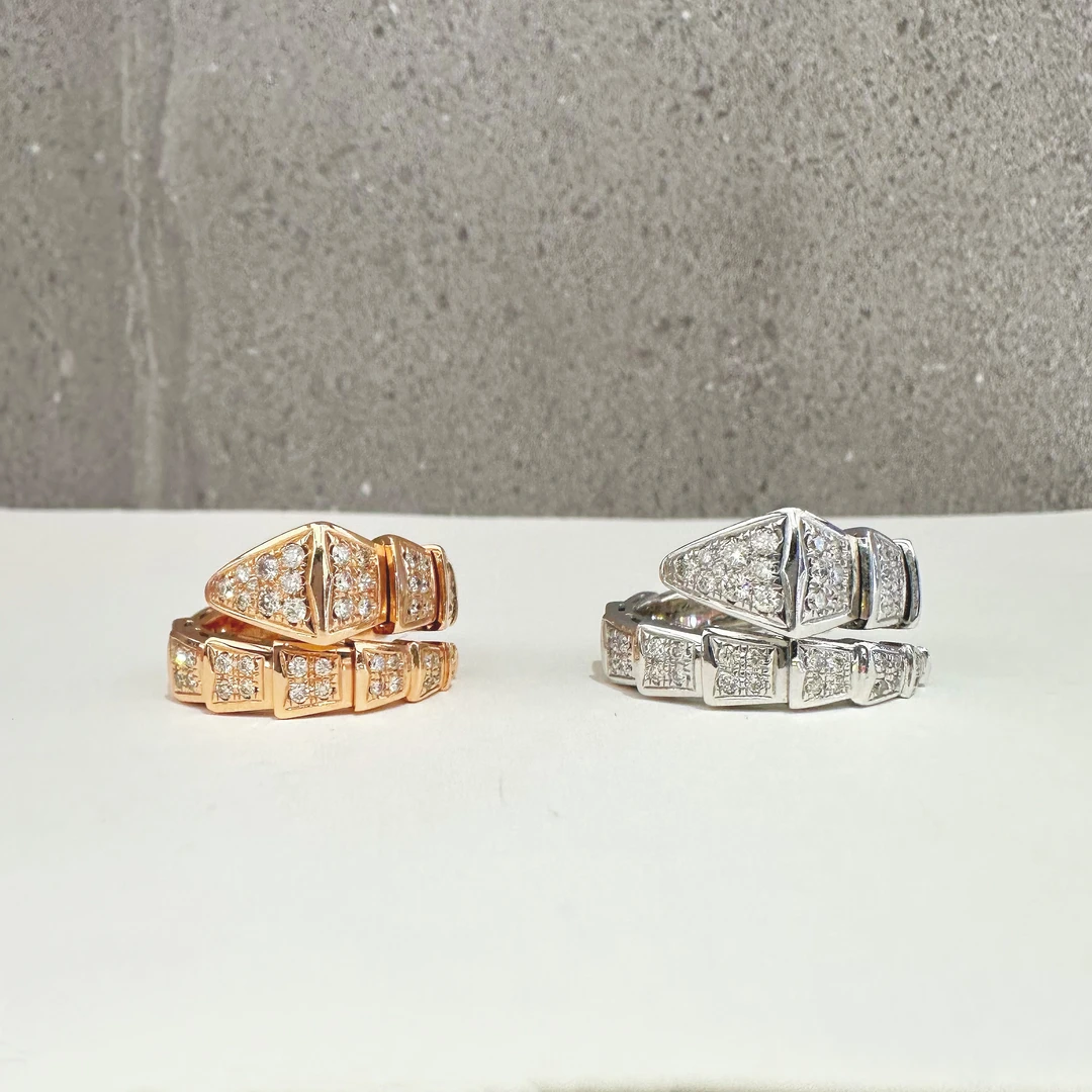 18K金简约大气个性女士男士蛇骨戒指1.5克拉钻石 多样性发其一