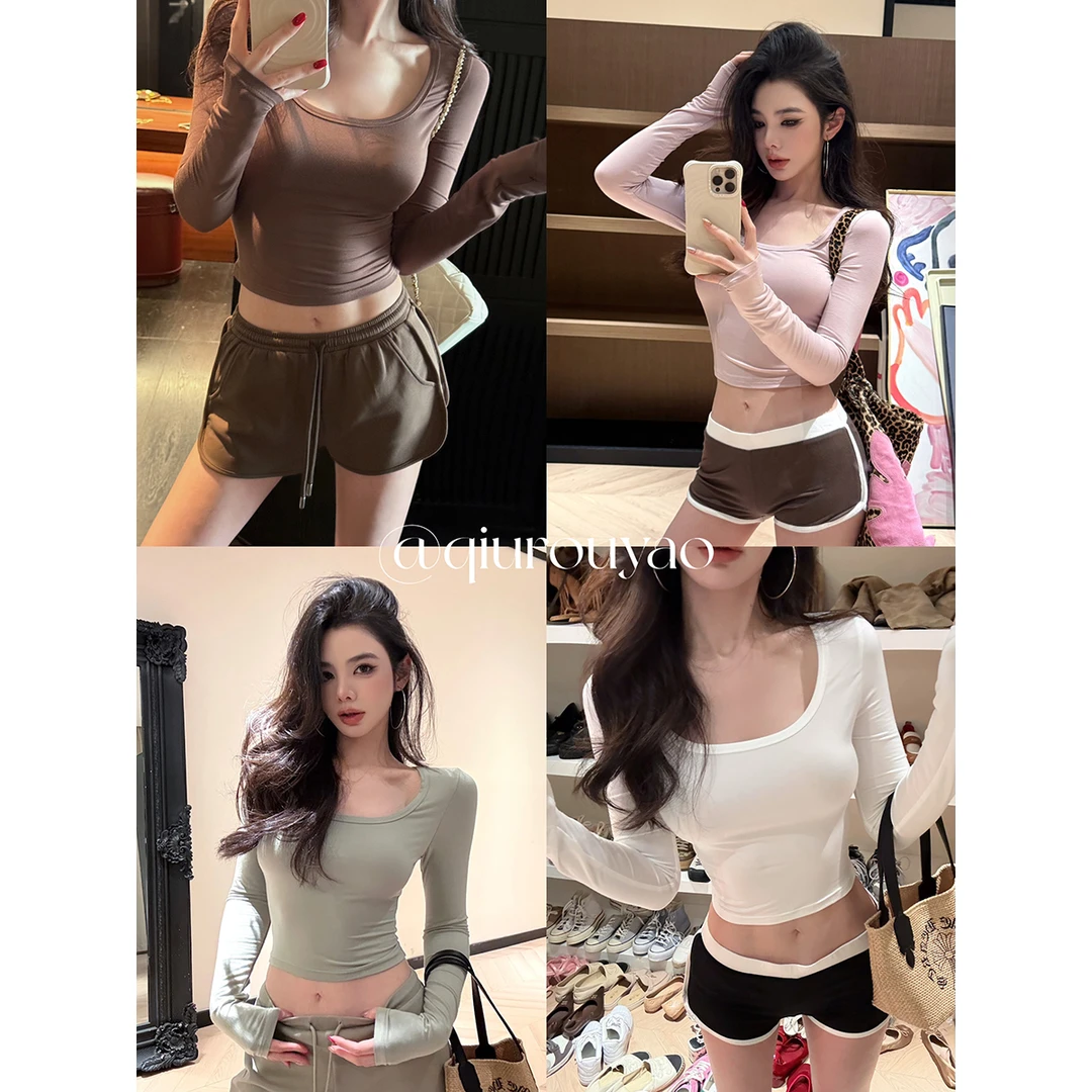 【QIUROUYAO邱肉瑶】叠穿基础款公式*五色大方领长袖T恤