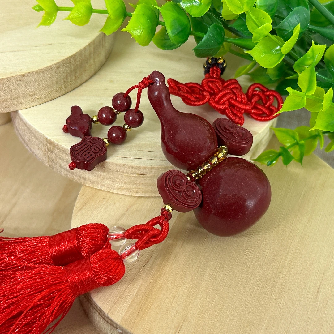 天然辰砂天然辰砂中国结葫芦车挂