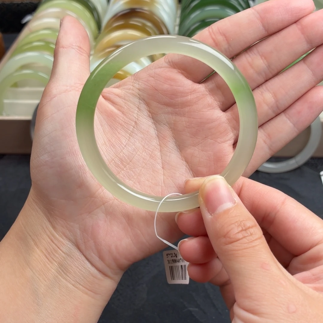 和田玉未镶嵌手镯-特别仙！冰底两耳翠窄条捡漏-轻石纹22