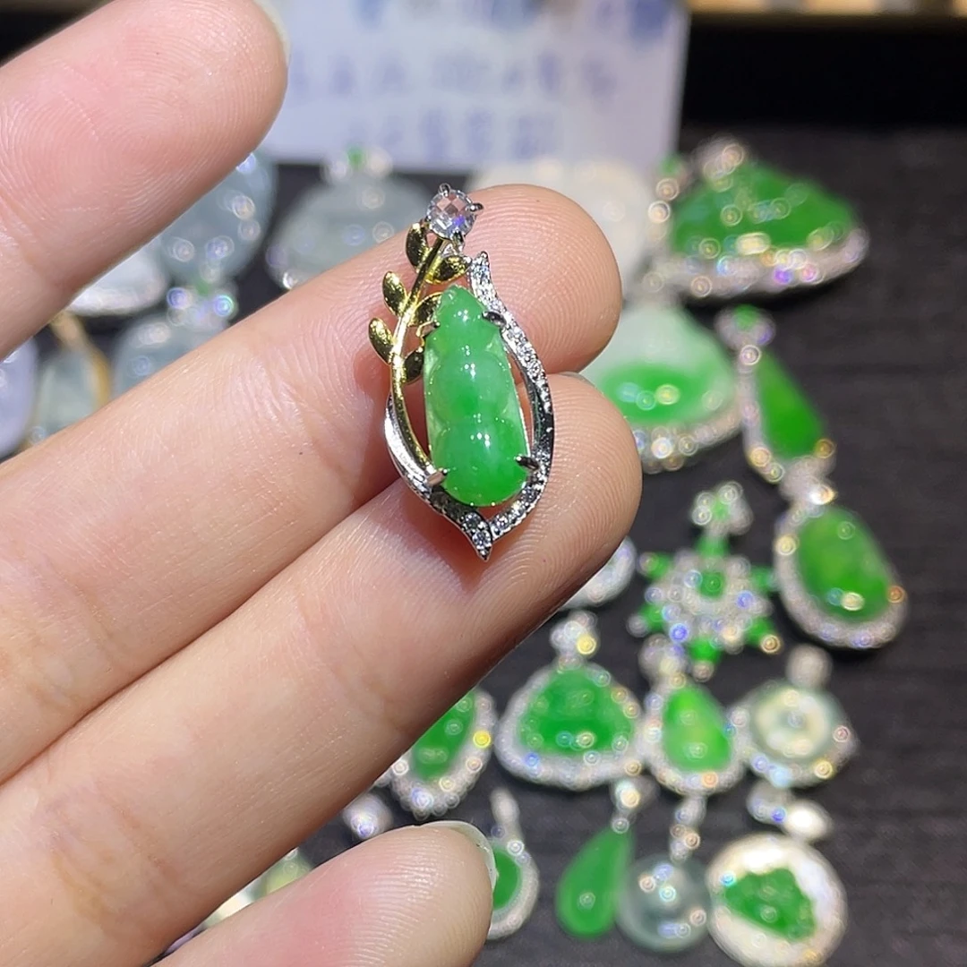 翡翠银S925镶嵌吊坠(不含链)