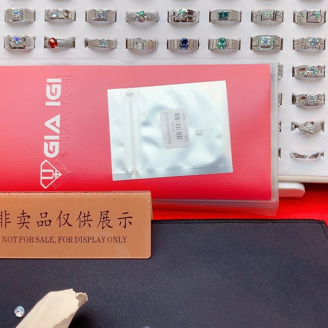 你***宝合成碳硅石925银男戒莫桑石戒指