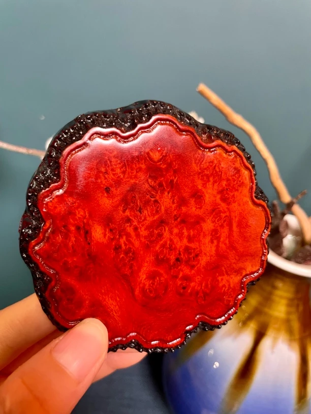 缅甸花梨樱子瘤杯垫直径9.5cm