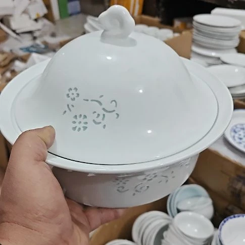 瓷玲珑青色9寸草帽煲一个微瑕疵