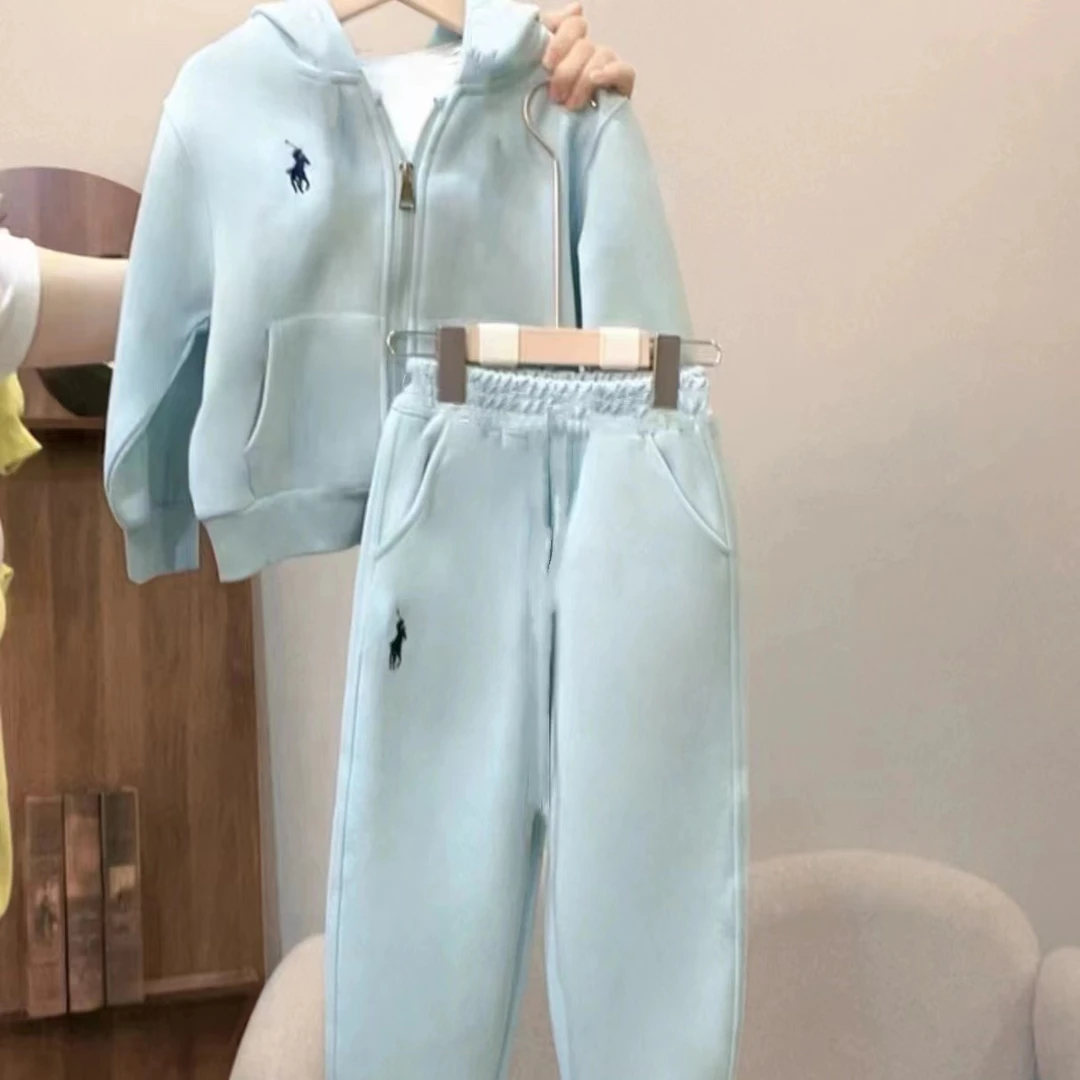 【送内搭】连帽专享男女童个性休闲立体绣花运动卫衣套装洋气时髦潮