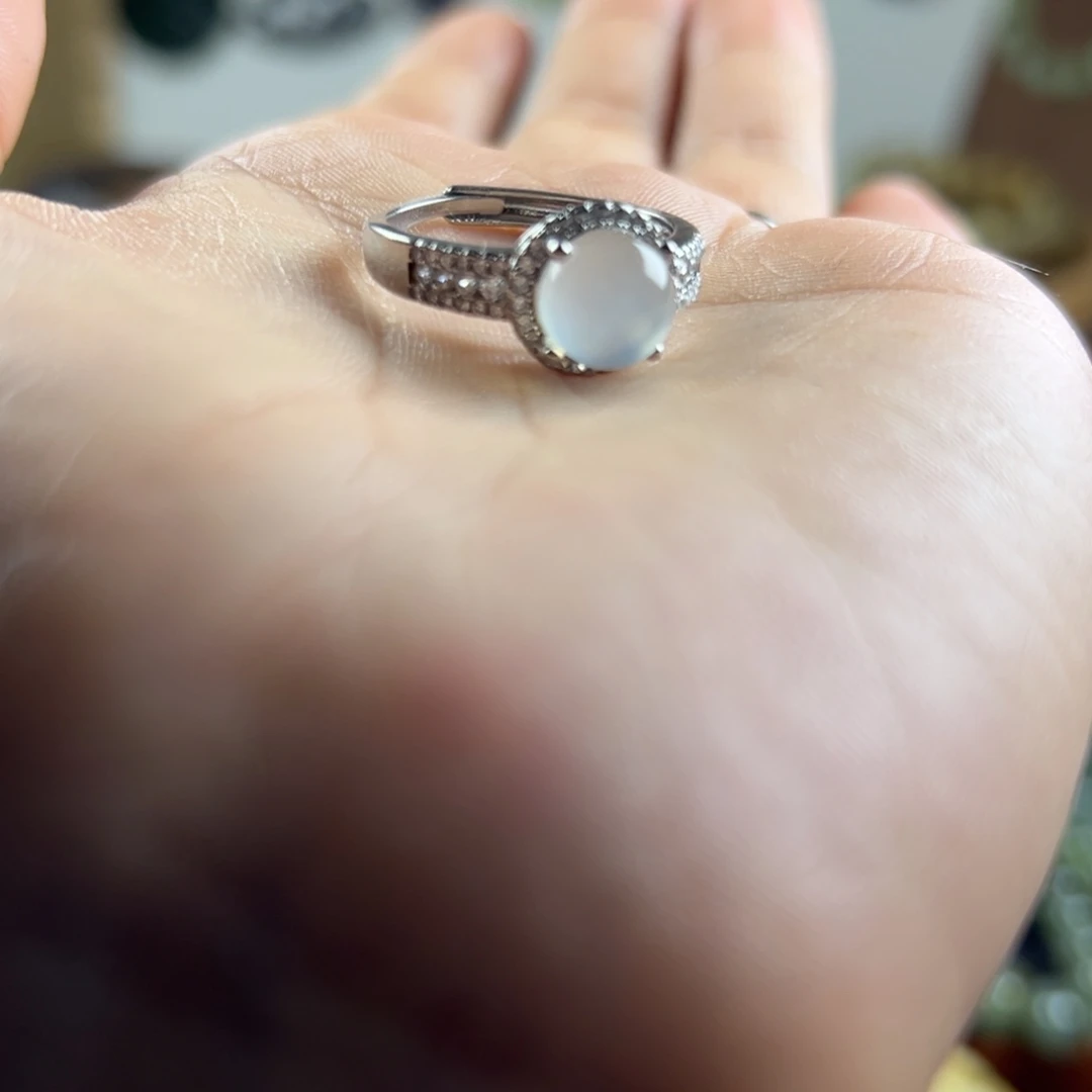 蛇纹石玉合金戒指