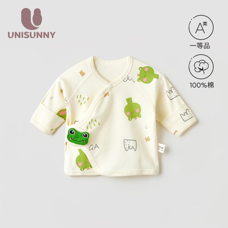 unisunny新生婴儿衣服秋冬款初生宝宝魔术贴半背衣a类纯棉空调衣