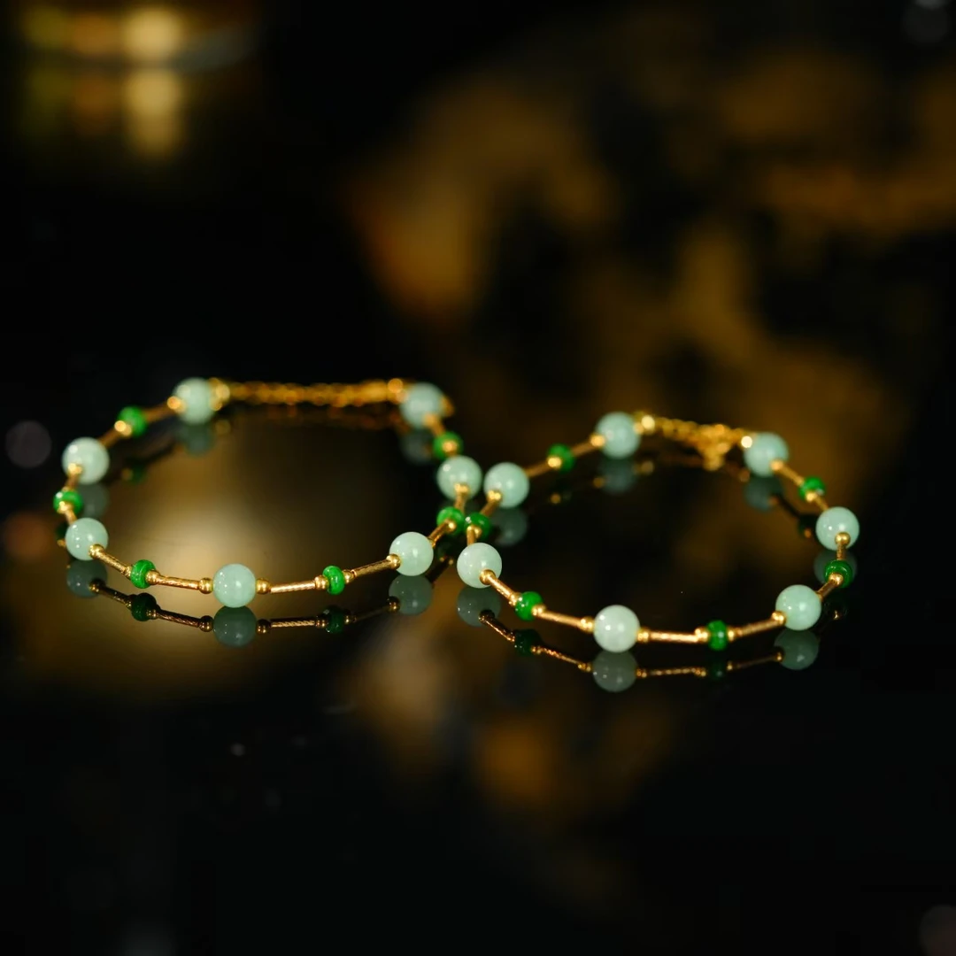 【初见珠宝】18K金翡翠手链12-1CL117X864【多样性发一件】