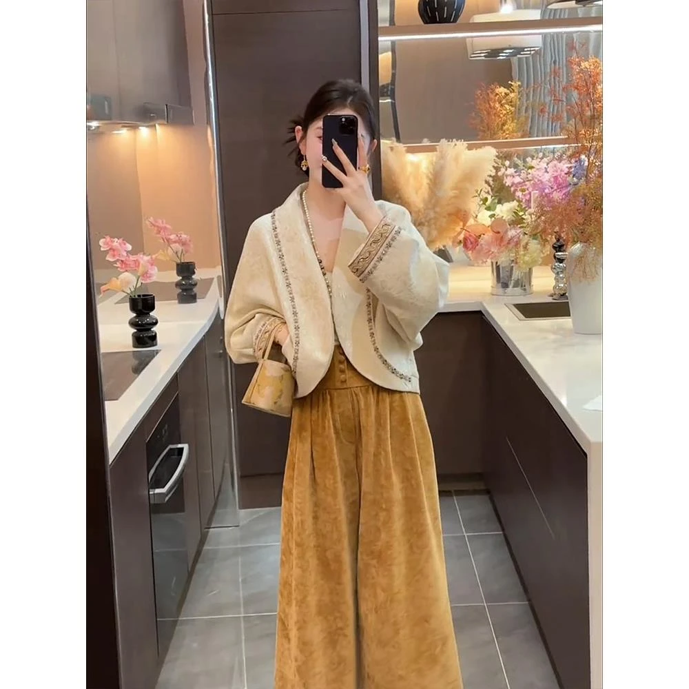 2025秋季新款今年流行新中式国风套装时尚气质独特外套裤子两件套