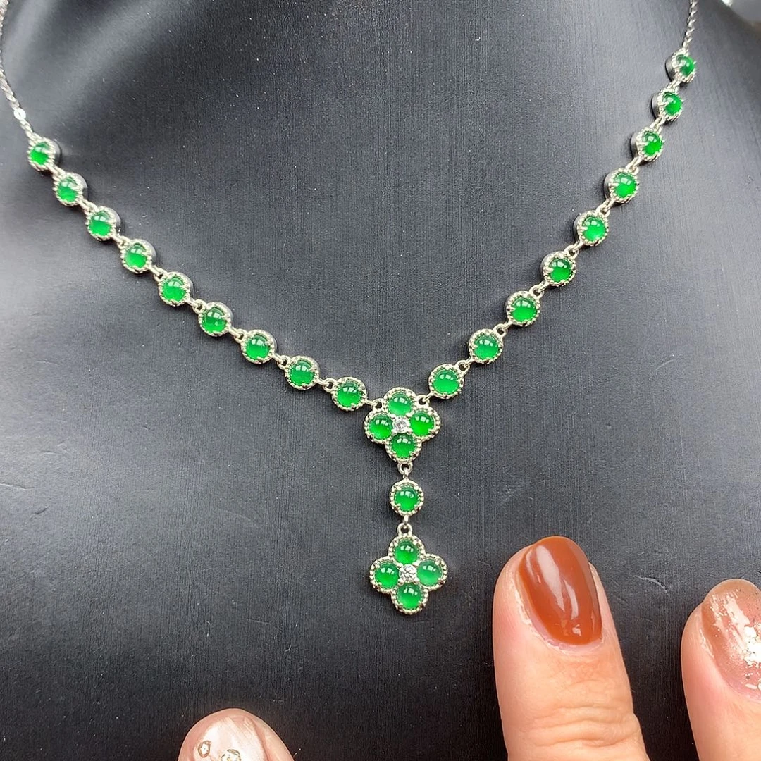 翡翠银S925镶嵌颈饰