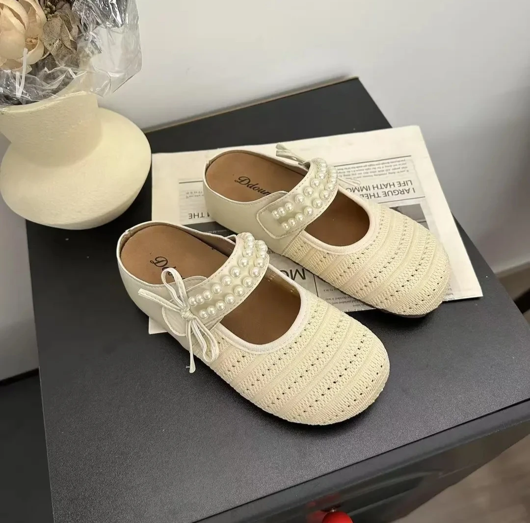 【爆款+运费险】温柔珍珠编织一脚蹬内增高博肯鞋欧若风女夏珍珠4.5