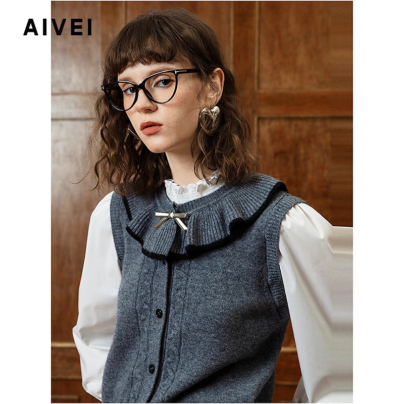 AIVEI欣贺艾薇新少女学院假两件针织衫R764401A