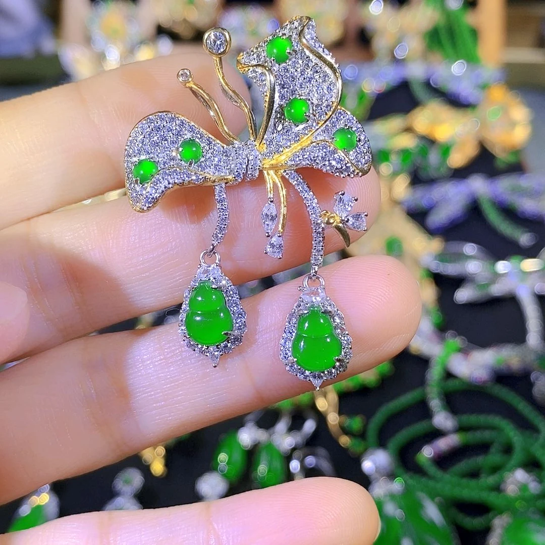 吊坠(不含链)银S925镶嵌翡翠