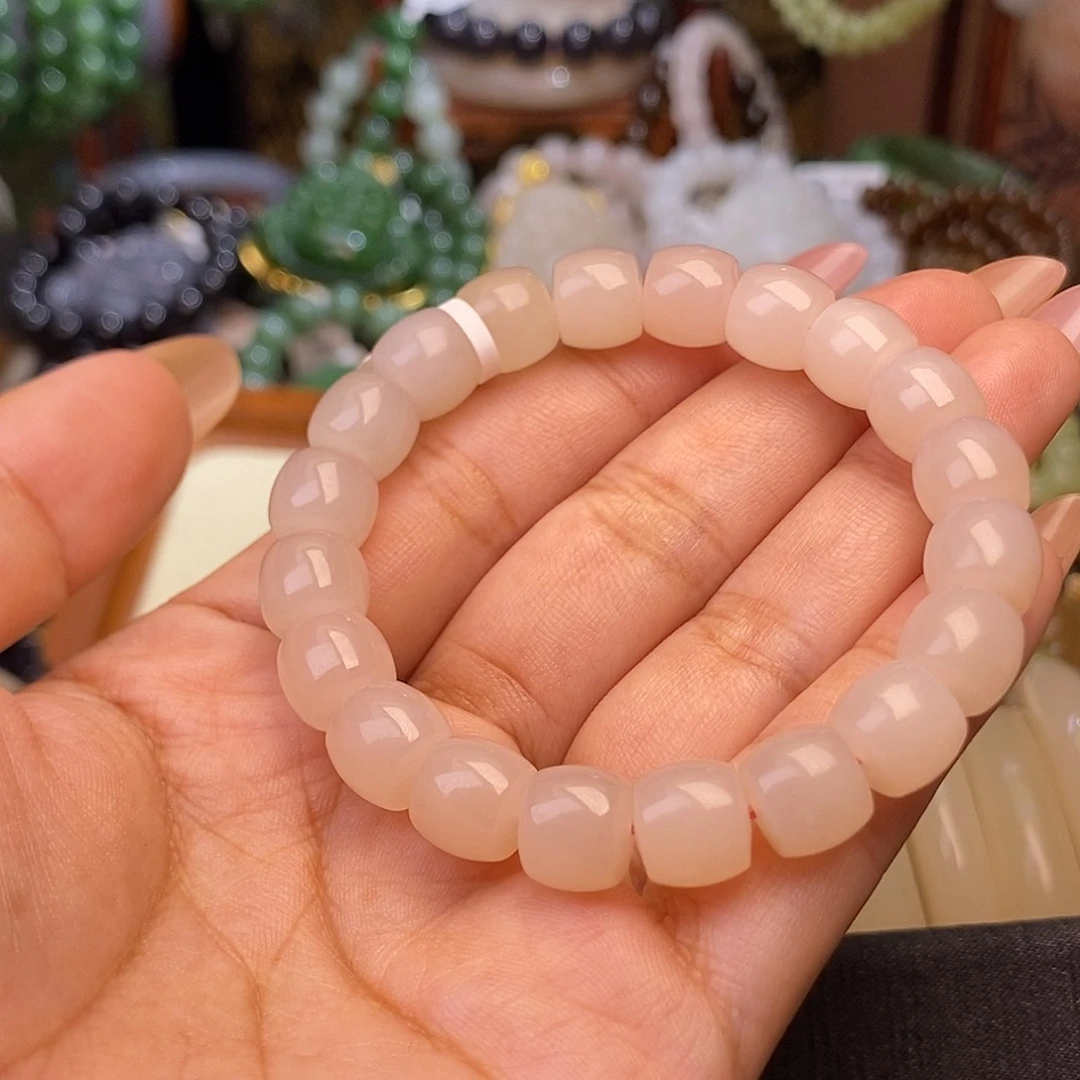 手链未镶嵌和田玉藕粉老矿料约10mm手串