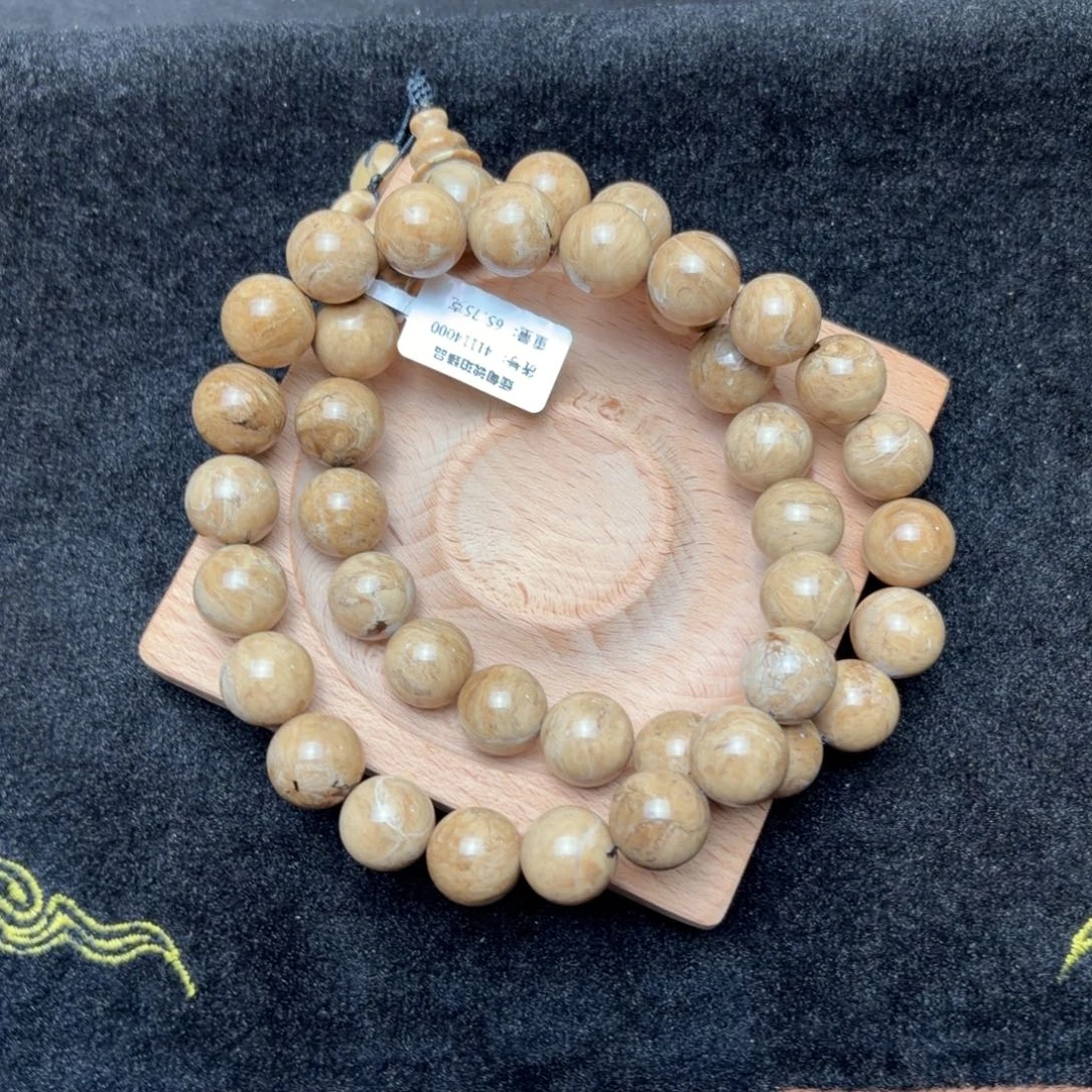 琥珀未镶嵌珠宝奇石14mm奶油白根女神链