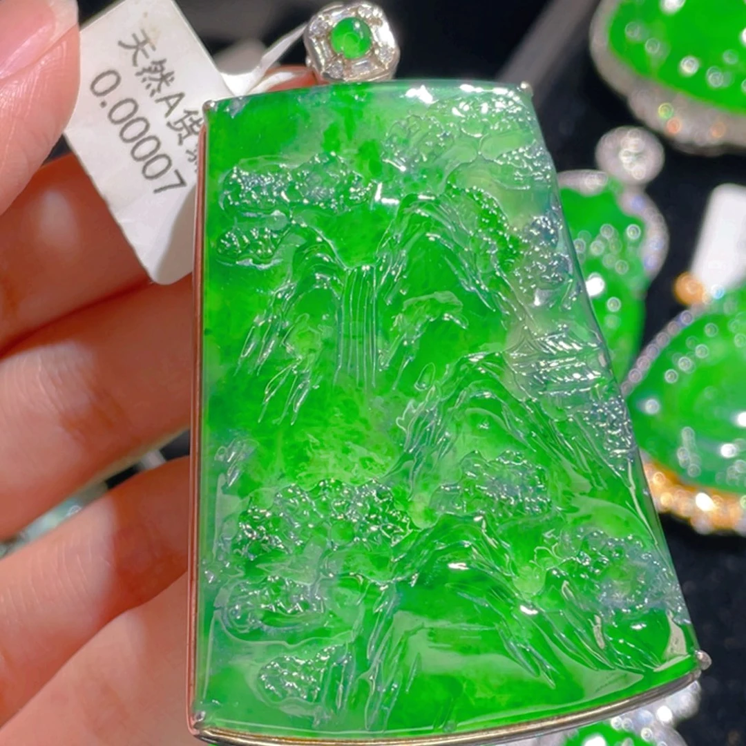 翡翠吊坠(不含链)银S925镶嵌