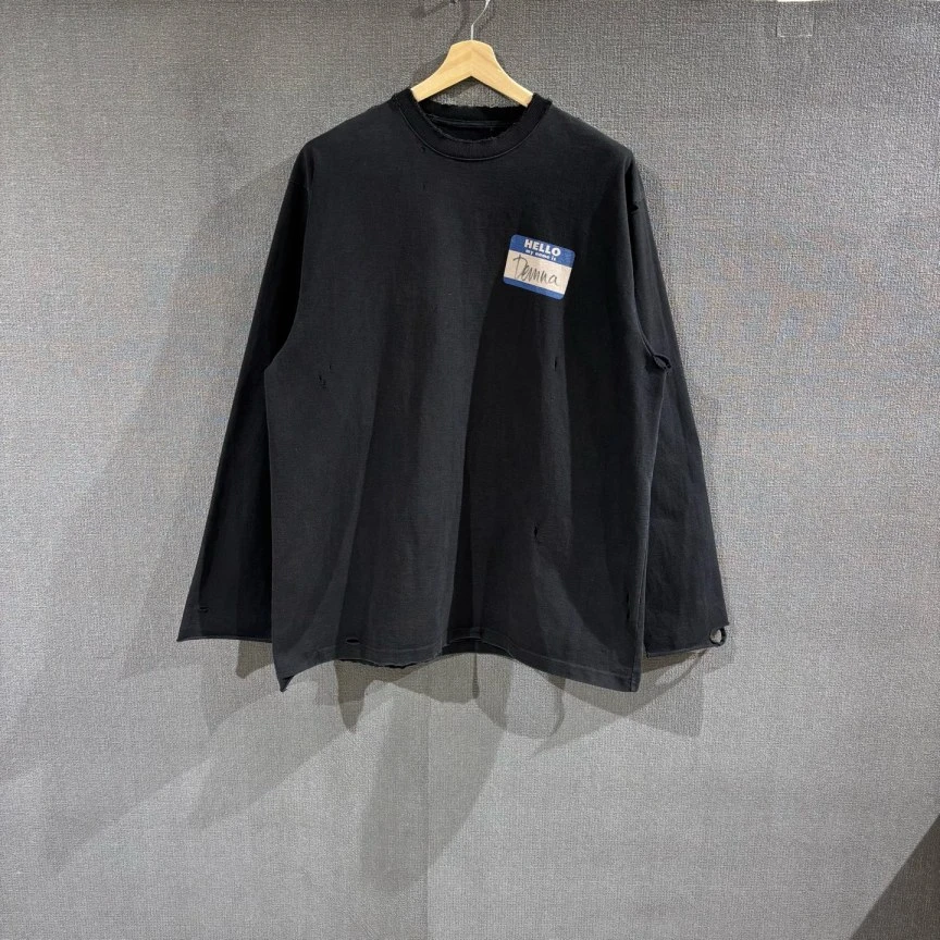99新 Balenciaga/巴黎世家 (pm)Demna签名长袖T恤 S码有洗标/4191