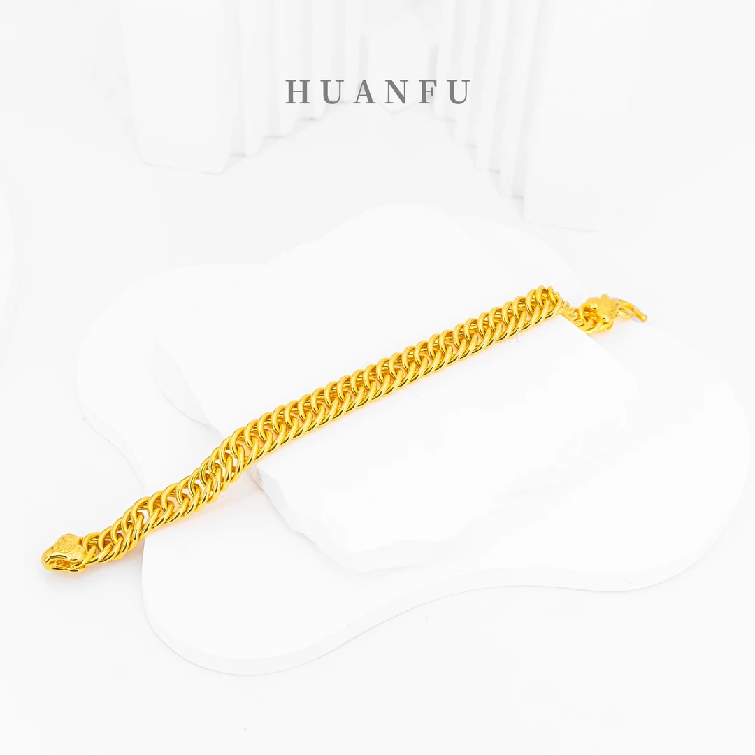 足银手链 老板手链 厚包工艺 时尚洋气百搭复古个性霸气古巴链