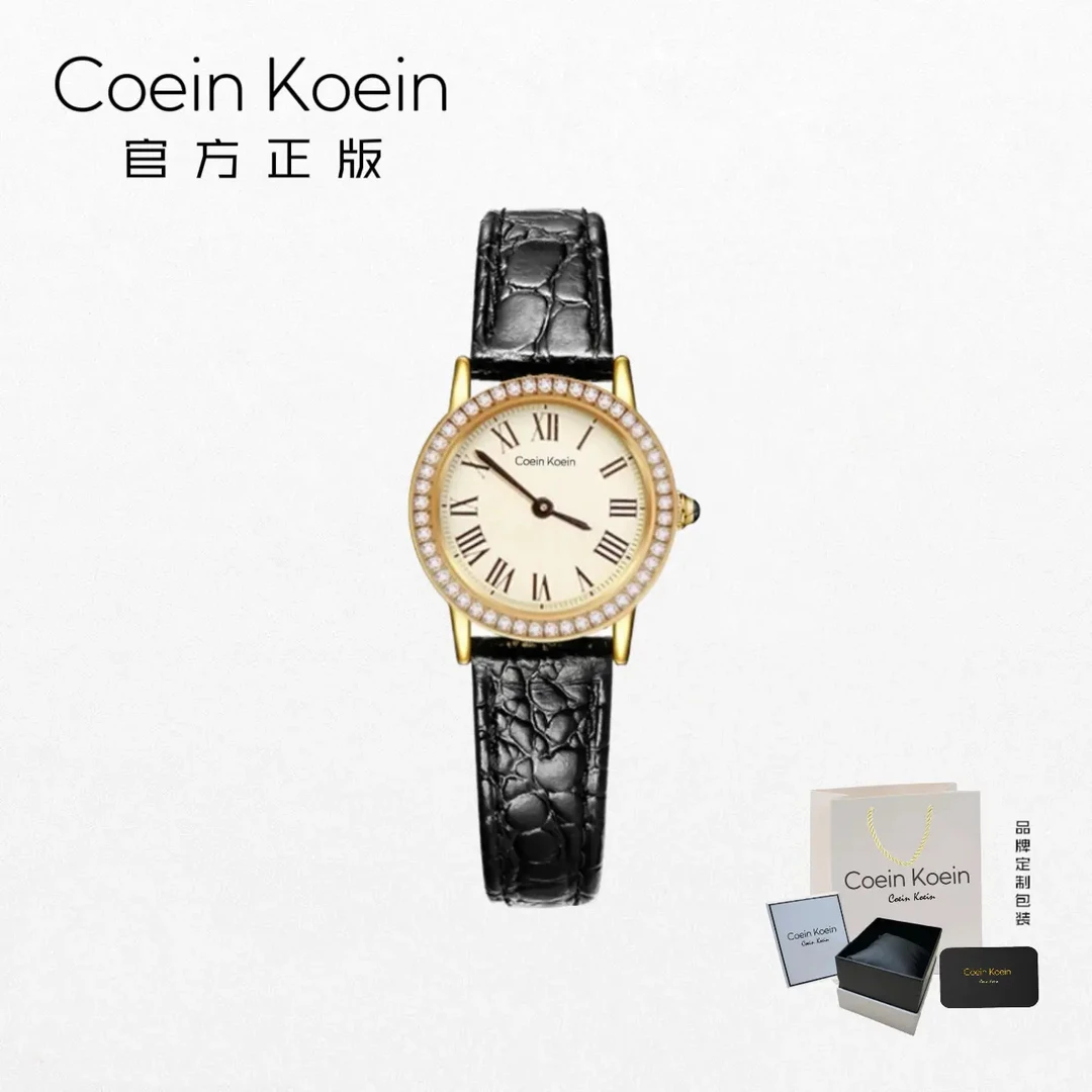 Coein Koein【官方正版】CK6588纯净中古风复古烤蓝指针女士手腕表