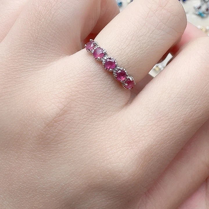 红宝石戒指银S925镶嵌戒指163