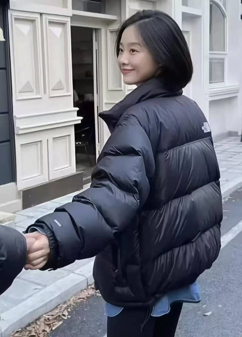 经典百搭刺绣立领保暖户外连帽羽绒上衣