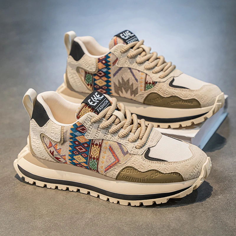 公猴男鞋春季设计感刺绣印花老爹鞋潮男休闲厚底增高阿甘运动潮鞋