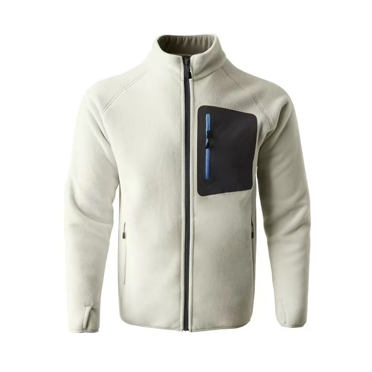 时尚立领撞色立领压胶摇粒绒夹克中间层男女同款2548