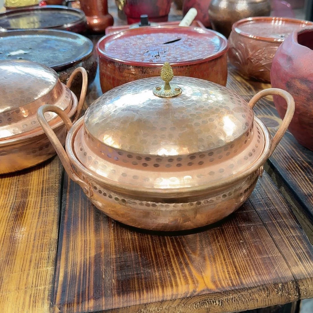 紫铜手工双耳锅一个20口径