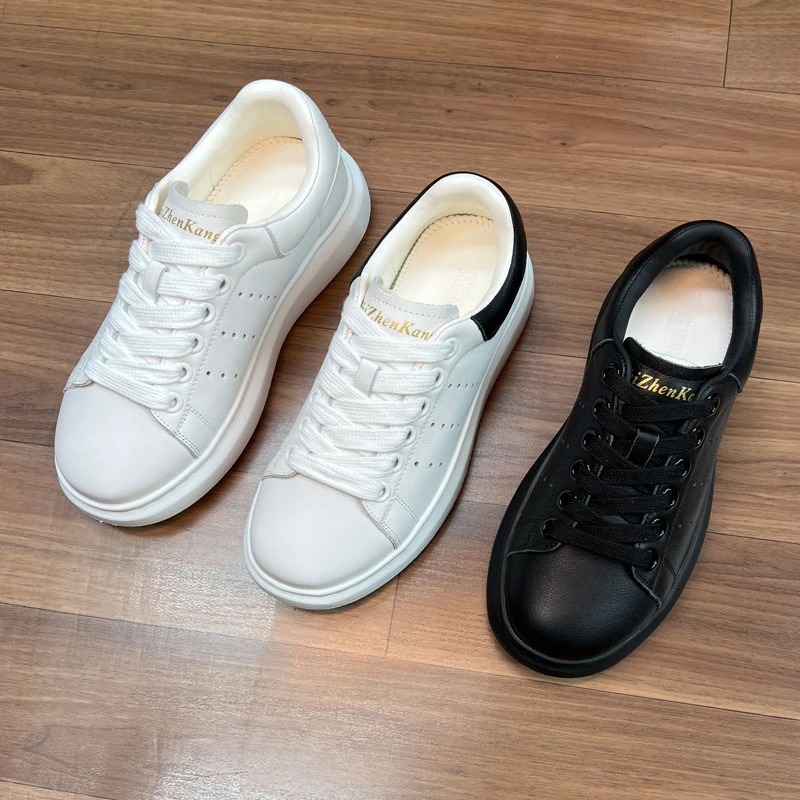 头层牛皮软底情侣款小白鞋2025夏季新款系带百搭时尚休闲运动板鞋