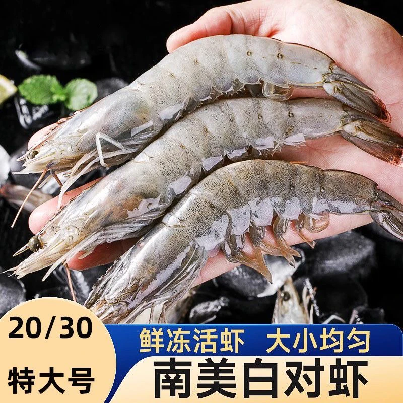 20/30规格海水大虾南美白对虾青虾净重3.3斤连云港发货顺丰冷链