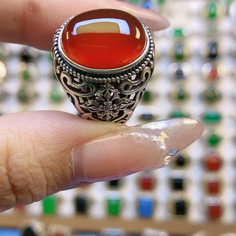 【闪购商品】玛瑙/玉髓戒指银S925镶嵌