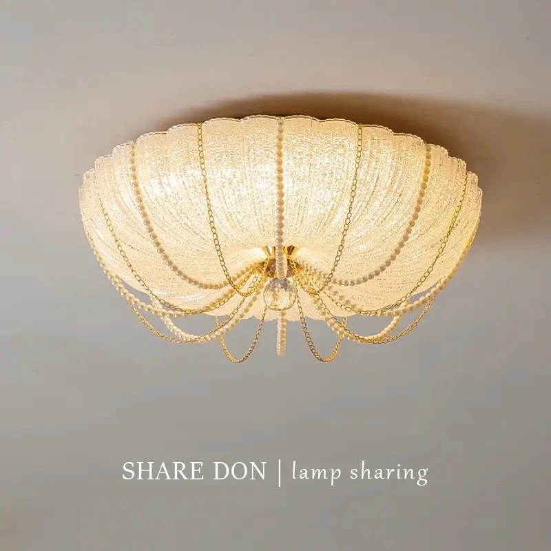 卧室灯吸顶灯轻奢艺术南瓜水晶玻璃主卧书房灯简约现代护眼房间灯