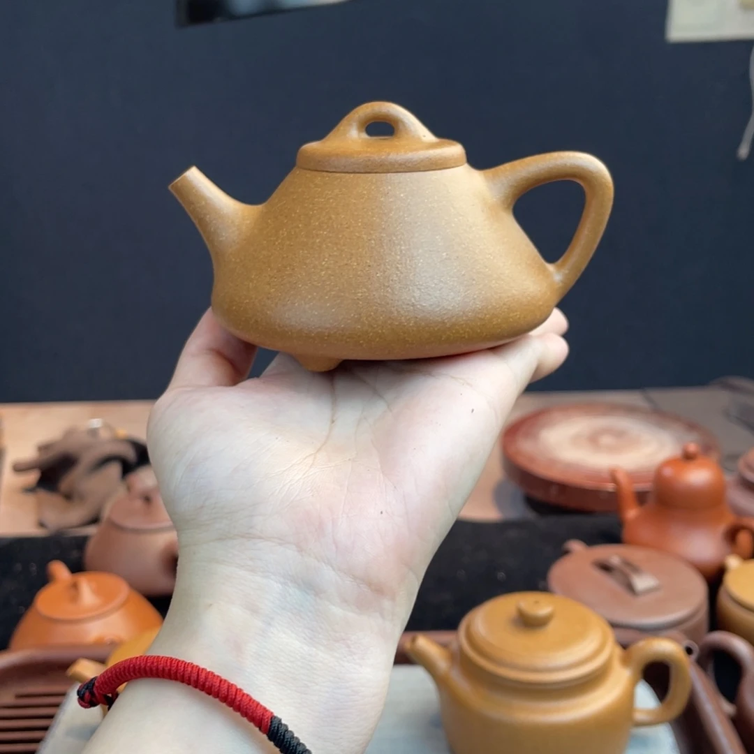 茶壶紫砂半手工老宕口黄金段子冶石瓢170cc