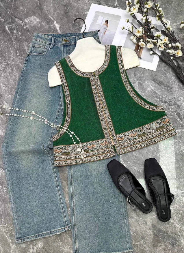 【NMS 诗绣香云纱】刺绣马甲女士复古文艺中国风气质外套坎肩