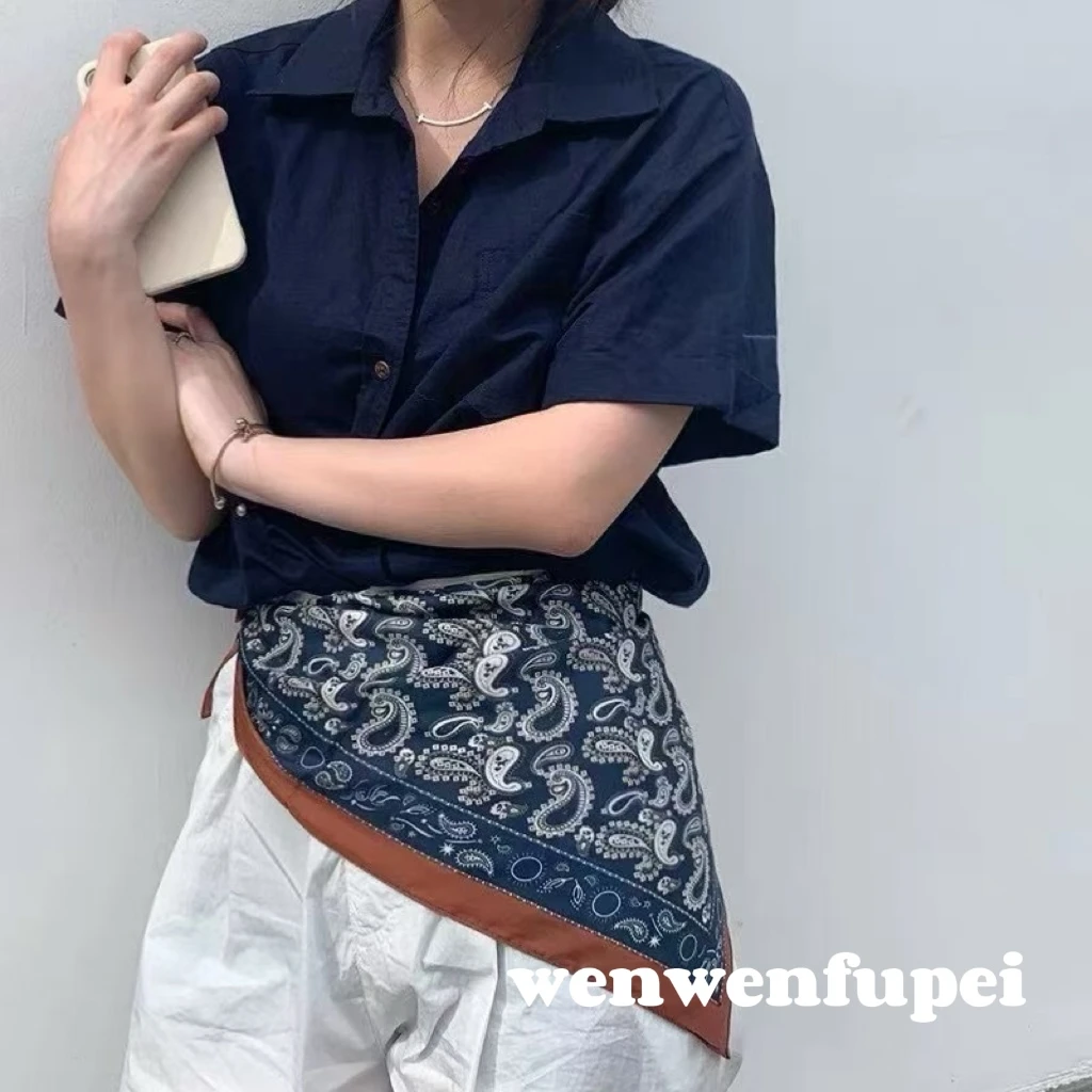 春夏新款丝绒手感保暖气质百搭法式小方形丝巾飘带高级感时尚女士