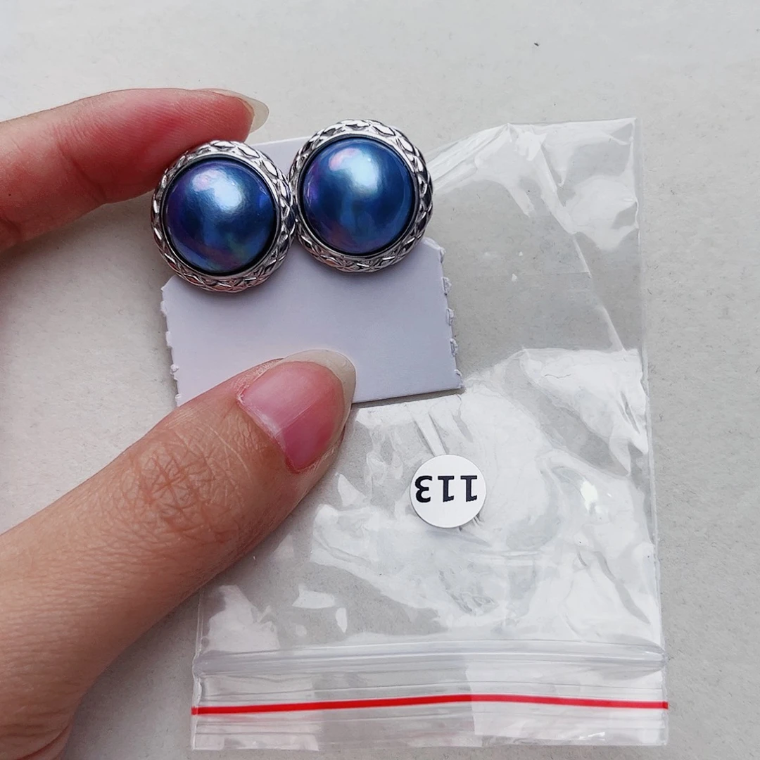 耳饰银S925镶嵌拼合珍珠（马贝珠）爱****儿