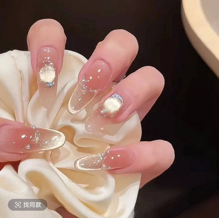 1正品【一见倾心】有运费险 爆款气质纯手工穿戴甲夏日裸色渐变穿