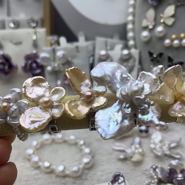 似***笑淡水珍珠耳饰银S925镶嵌