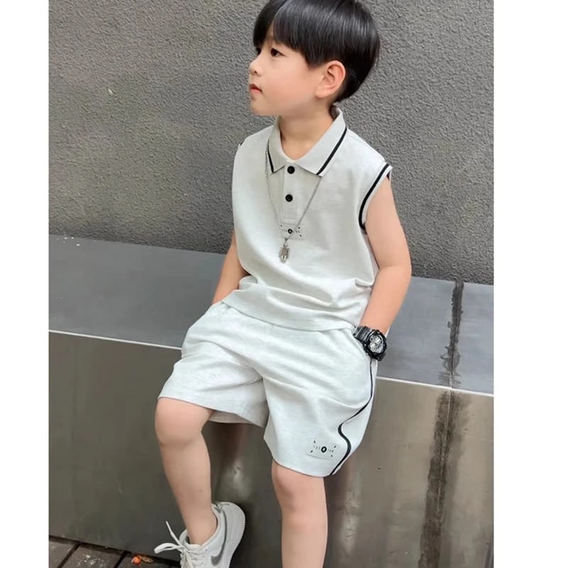 男童夏季运动套装新款儿童洋气薄款男宝宝夏季背心休闲两件套