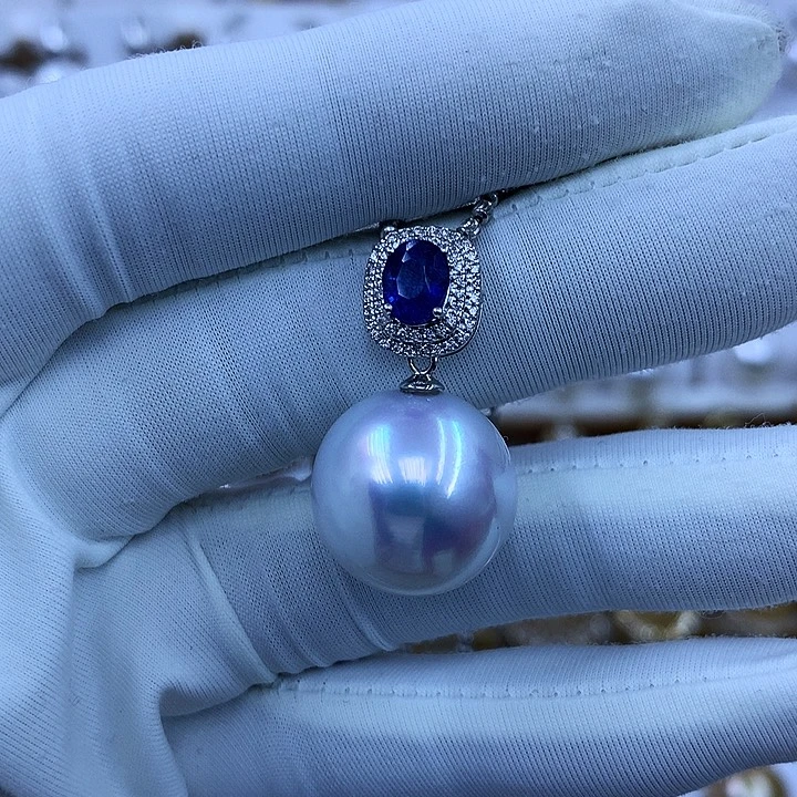 淼***森吊坠(不含链)海水珍珠18K金镶嵌