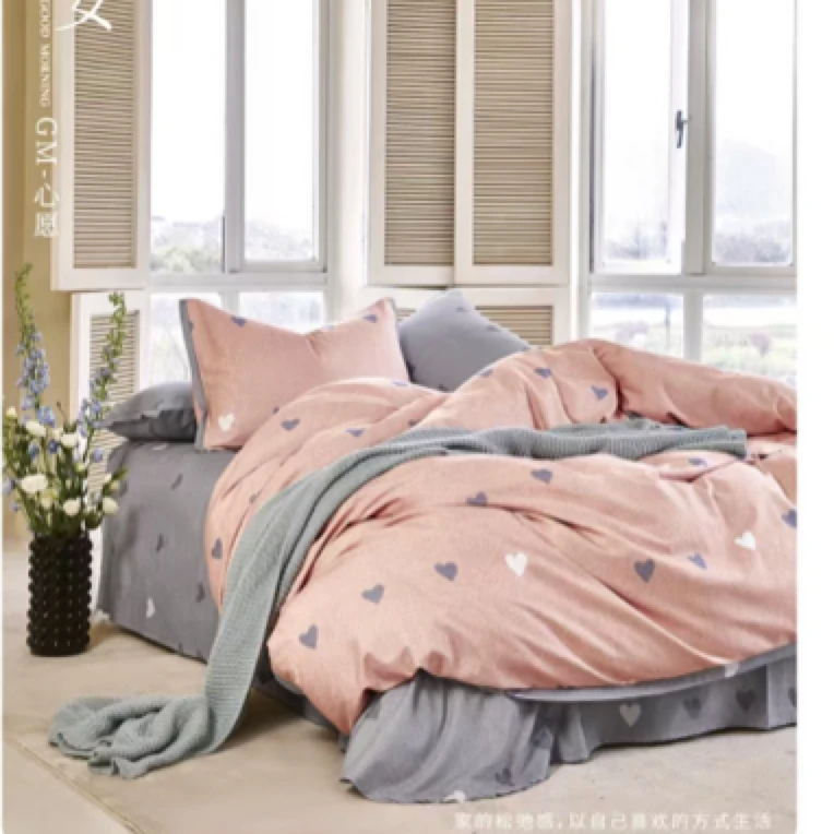 保暖舒适，亲肤透气，加绒双面磨毛简约被罩被套床上用品床单枕套