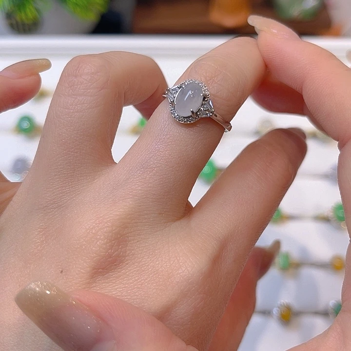 翡翠戒指银S925镶嵌我