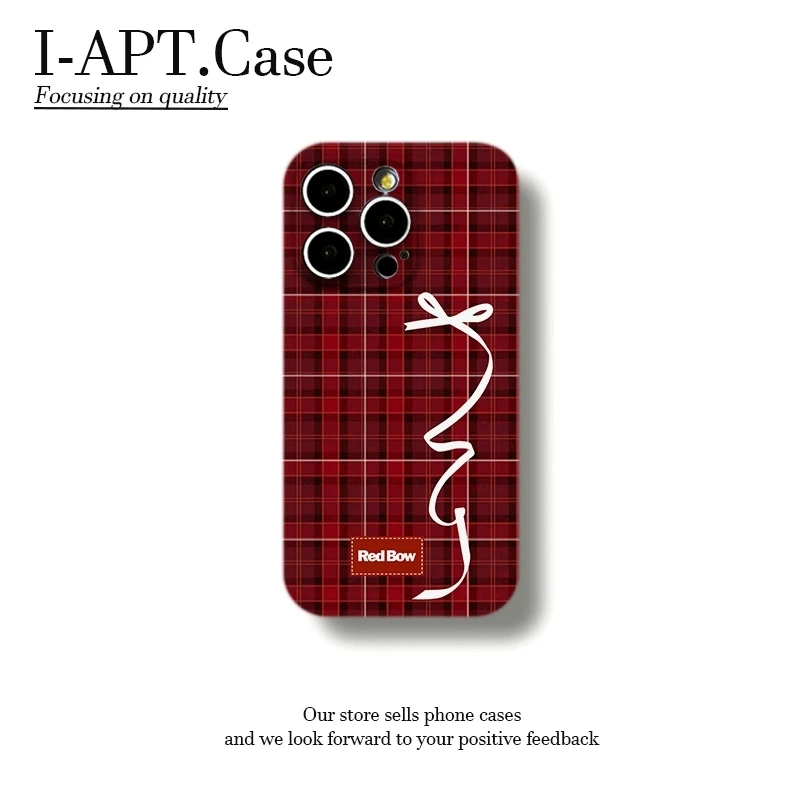 红格纹白丝带菲林软壳适用iPhone苹果16手机壳华为oppo小米vivo新