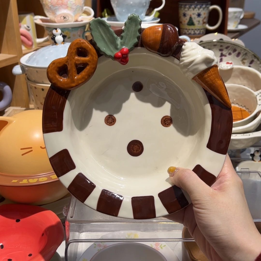 圣诞立体饼干草帽盘