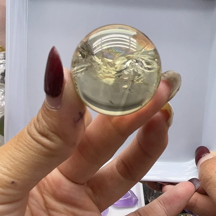 水晶珠宝半成品未镶嵌24黄水晶球3m